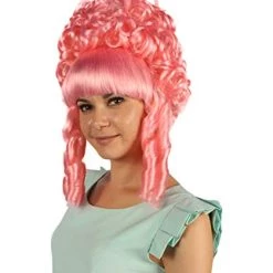 HPO Womens French Colonial Marie Antoinette Wig | Neon Pink Historical Cosplay Wigs | Premium Breathable Capless Cap Women's