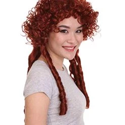 HPO Women's Womens Renaissance Lady Colonial Wig | Red Historical Wigs | Premium Breathable Capless Cap