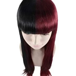 HPO Long Black And Red Womens Wig | Movie Character Cosplay Halloween Wig | Premium Breathable Capless Cap