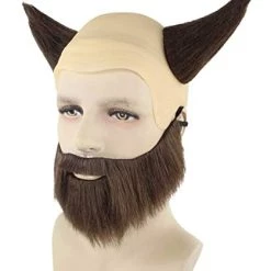 HPO Mighty Viking Mens Wig With Beard Set | Wig With Bald Cap And Horn