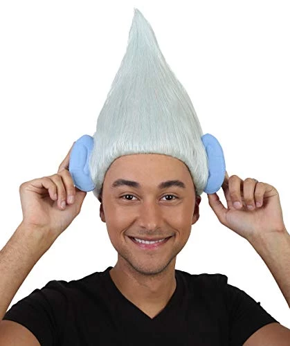 HPO Silver Troll With Ears | Pointy Silver Fairy Wig | Premium Halloween Wig SALE