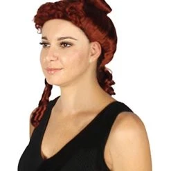 HPO Womens Colonial Lady Wig | Burgundy Historical Wigs | Premium Breathable Capless Cap Women's