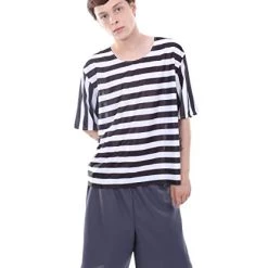 HPO Adult Men's Striped TV/Movie Costume | Black And White Cosplay Costume