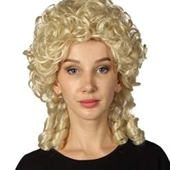 HPO Womens Colonial Lady Wig | Blonde Curly Historical Wigs | Premium Breathable Capless Cap Women's