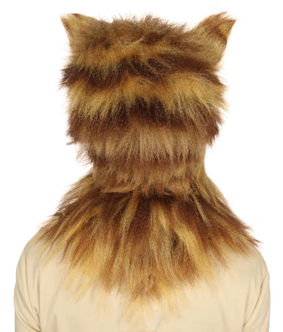 HPO Furry Fox Collection | Women's White And Blonde Straight Furry Cat Cosplay Wig & Mask | Premium Breathable Capless Cap