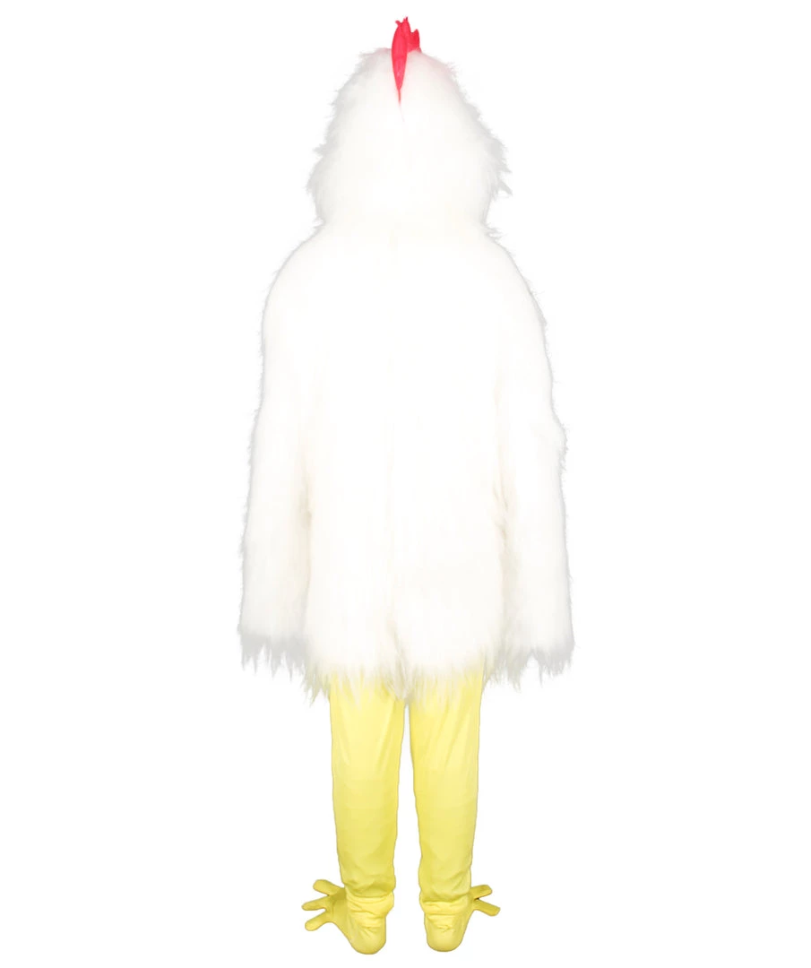 Men's HPO White Chicken Costume With Mask - Long Synthetic Fibers