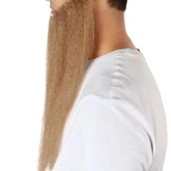HPO Men's Chin Curtain Style Long Beard Set | Brown Cosplay Beard