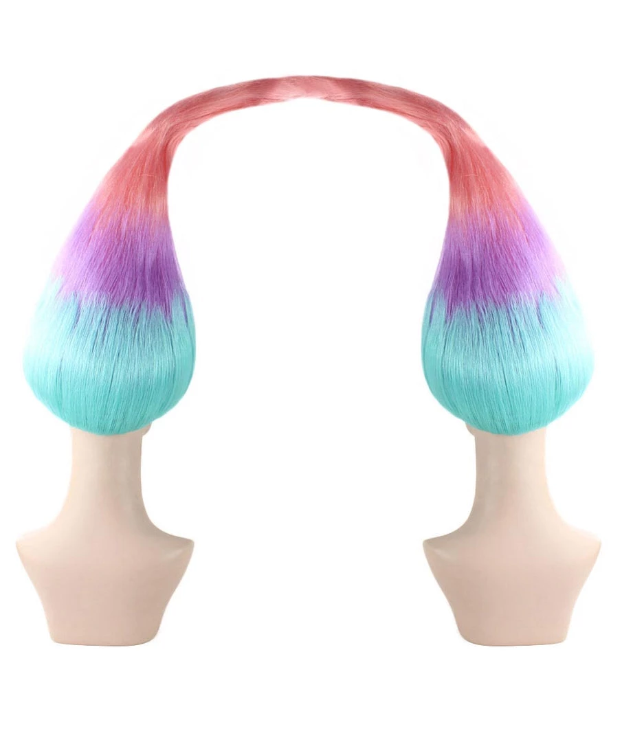 HPO Women Twin Trolls Style Wig | Multicolor Cosplay Wig | Premium Breathable Capless Cap Men's