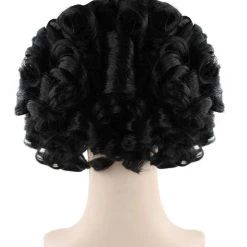 HPO Fairytale Womens Wig | Black Short Cosplay Halloween Wig With Red Ribbon | Premium Breathable Capless Cap Men's