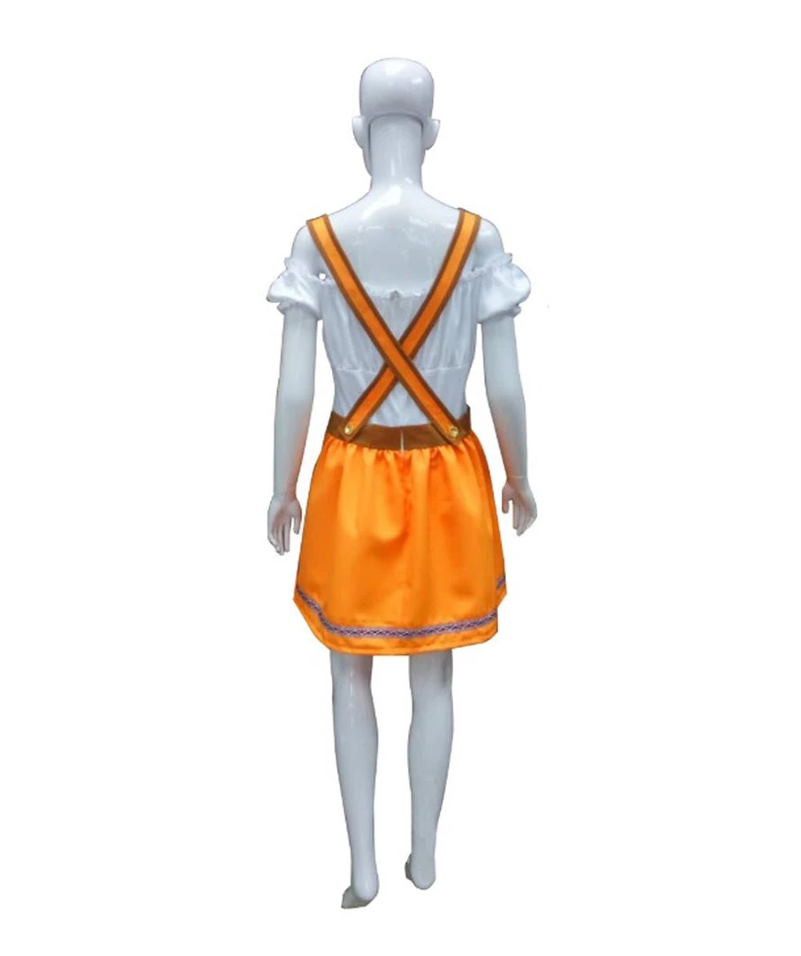 HPO Adult Women's Oktoberfest Beer Garden Girl Costume | Yellow And White Halloween Costume