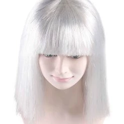 HPO Men's White Witch Adult Womens Wig | Horror Character Cosplay Halloween Wig | Premium Breathable Capless Cap