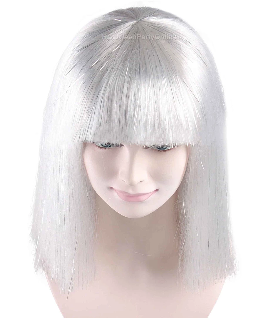 HPO Men's White Witch Adult Womens Wig | Horror Character Cosplay Halloween Wig | Premium Breathable Capless Cap