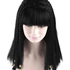 HPO Playful Brunette Adult Womens Wig | Black Long Cosplay Halloween Wig | Premium Breathable Capless Cap