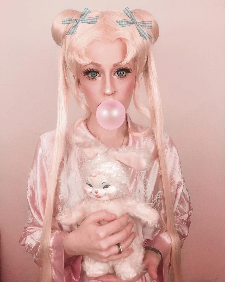 HPO Women's Womens Anime 60" Ponytail Buns Wig | Yellow TV/Movie Wigs | Premium Breathable Capless Cap