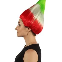 FLAGWIGS Women's Flag Troll Wigs | Iran | National Pride Green Red White Troll Wigs | Premium Breathable Capless Cap