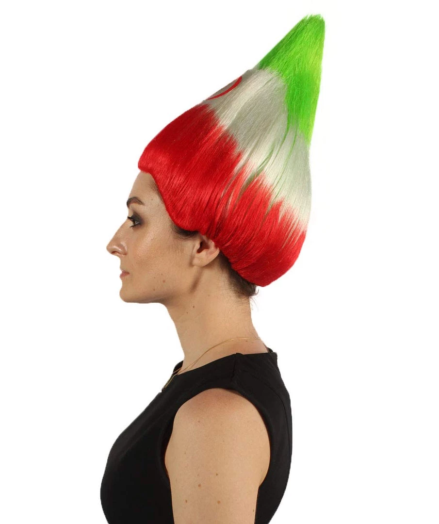 FLAGWIGS Women's Flag Troll Wigs | Iran | National Pride Green Red White Troll Wigs | Premium Breathable Capless Cap