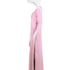 HPO Adult Women's Dress Handmaid Costume With Bag And Bonnet | Pink Cosplay Costume