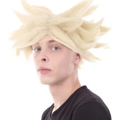 HPO Anime Spike Wig | Blonde TV/Movie Wigs | Premium Breathable Capless Cap
