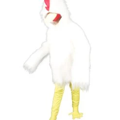 Men's HPO White Chicken Costume With Mask - Long Synthetic Fibers