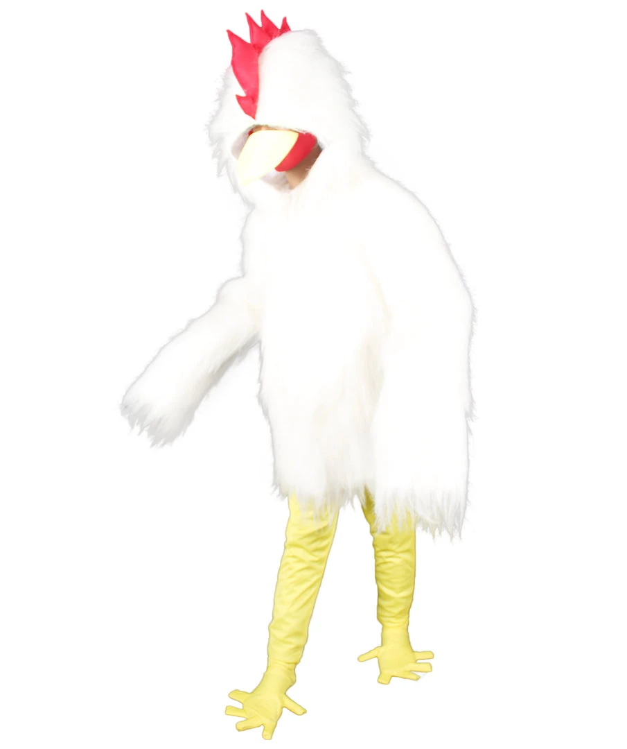 Men's HPO White Chicken Costume With Mask - Long Synthetic Fibers