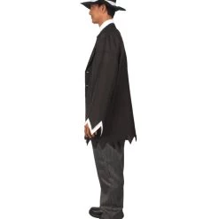 HPO Adult Men's Gothic Zombie Scary Costume | Black Halloween Costume
