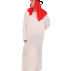 HPO Adult Men's Sheikh Arabian Costume | White & Red Cosplay Costume