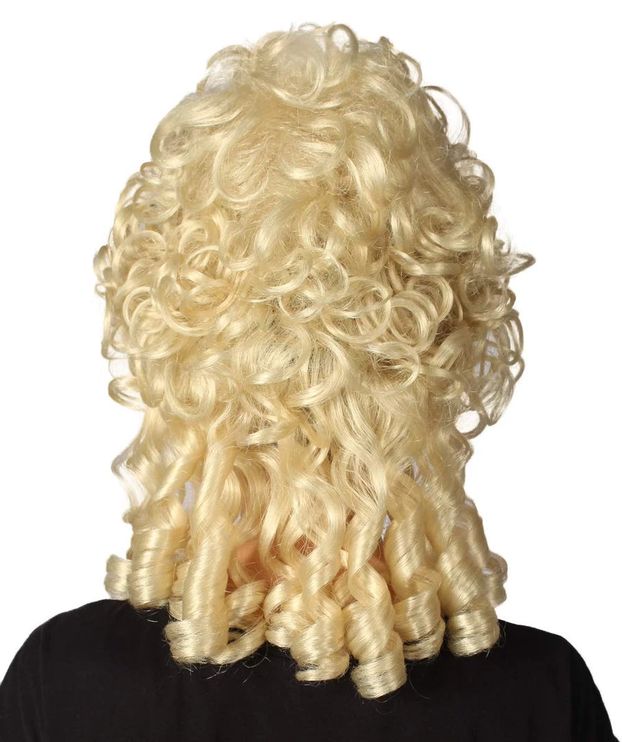 HPO Womens Colonial Lady Wig | Blonde Curly Historical Wigs | Premium Breathable Capless Cap Women's