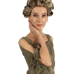 HPO Womens Old Lady Wig | Brown Vintage Wigs | Premium Breathable Capless Cap