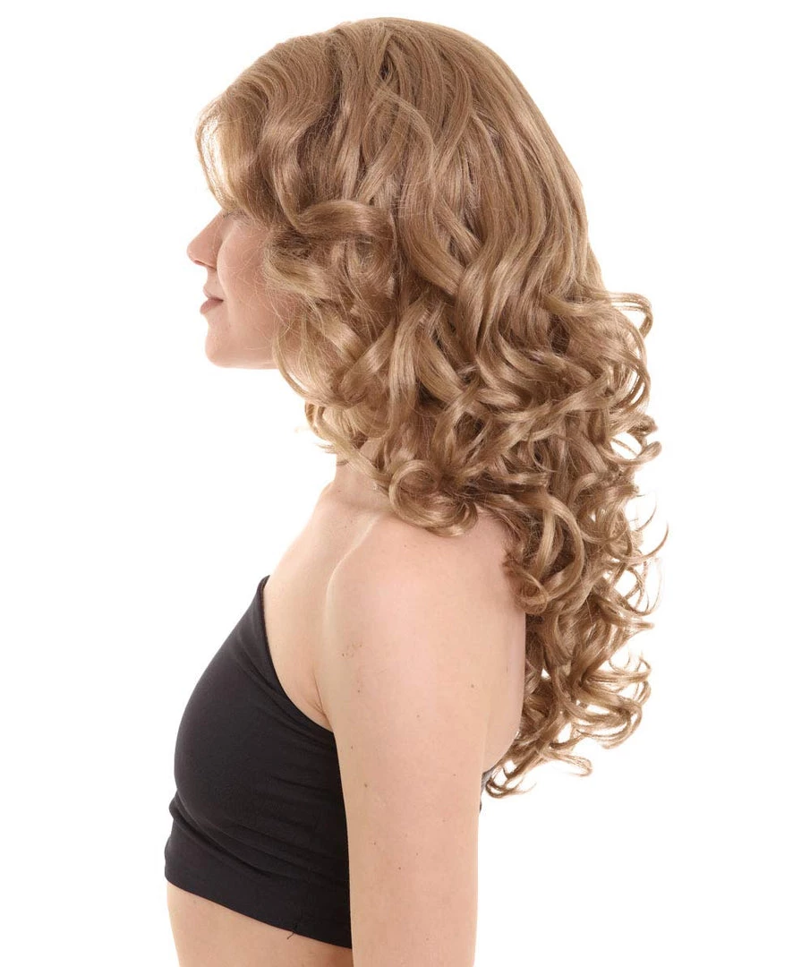 HPO Womens 70's Golden Wig | Golden Brown Vintage Wigs | Premium Breathable Capless Cap