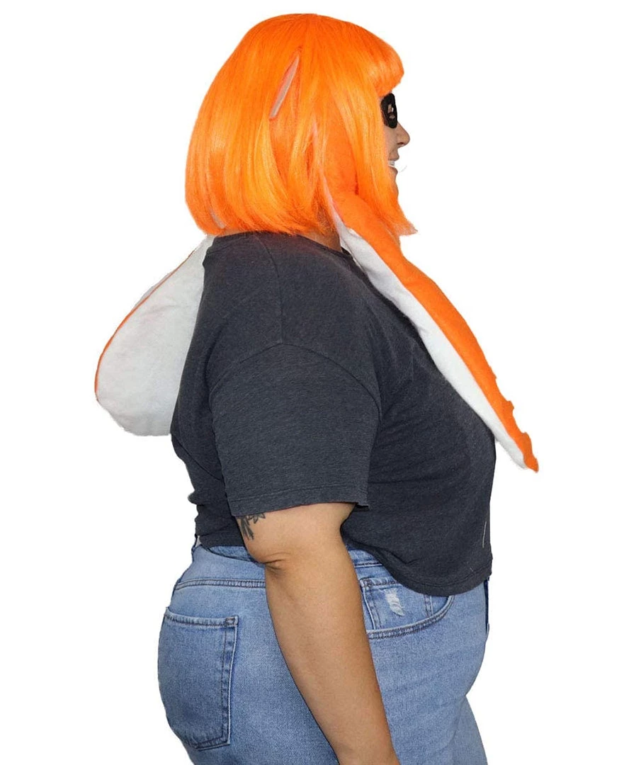 HPO Womens Inkling Girl Wig And Ears With Mask Set | Video Game Wigs | Premium Breathable Capless Cap