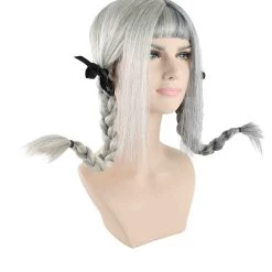 HPO Men's Singer Womens Ponytail Wig | White & Grey Celebrity Wig | Premium Breathable Capless Cap