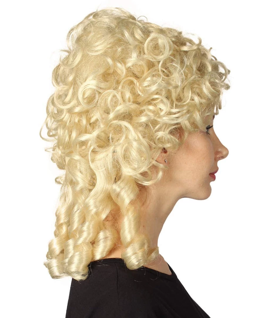HPO Womens Colonial Lady Wig | Blonde Curly Historical Wigs | Premium Breathable Capless Cap Women's