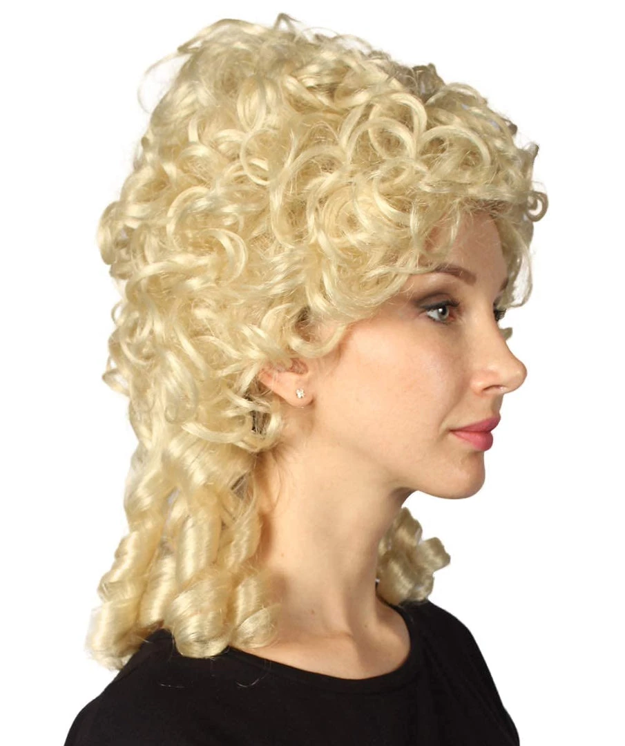 HPO Womens Colonial Lady Wig | Blonde Curly Historical Wigs | Premium Breathable Capless Cap Women's