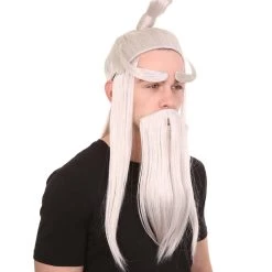 HPO Martial Arts Master Mens Wig Beard Eyebrow Set | Asian Wig | Premium Breathable Capless Cap