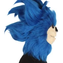HPO Furry Game | Men's White And Blue Straight Long Furry Hedghog Costume Cosplay Wig | Premium Breathable Capless Cap