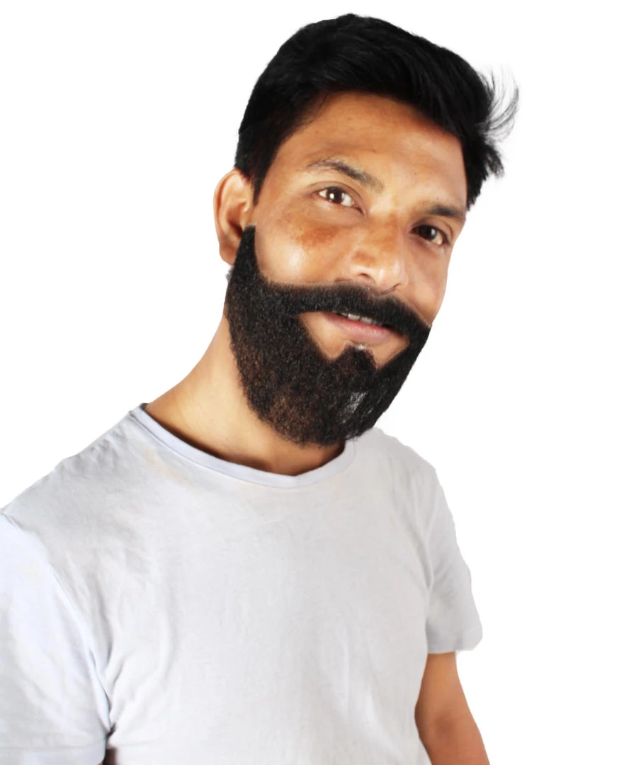 HPO Men's Synthetic Hair Black Beard Cosplay Facial Hair Multiple Color Options
