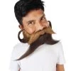 HPO Adult Men's Giant Brown Twisted Wizard Champion Mustache And Beard