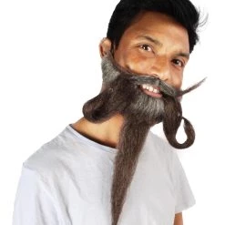 Men's Handlebar Human Hair Mustache | Brown Facial Hair | HPO