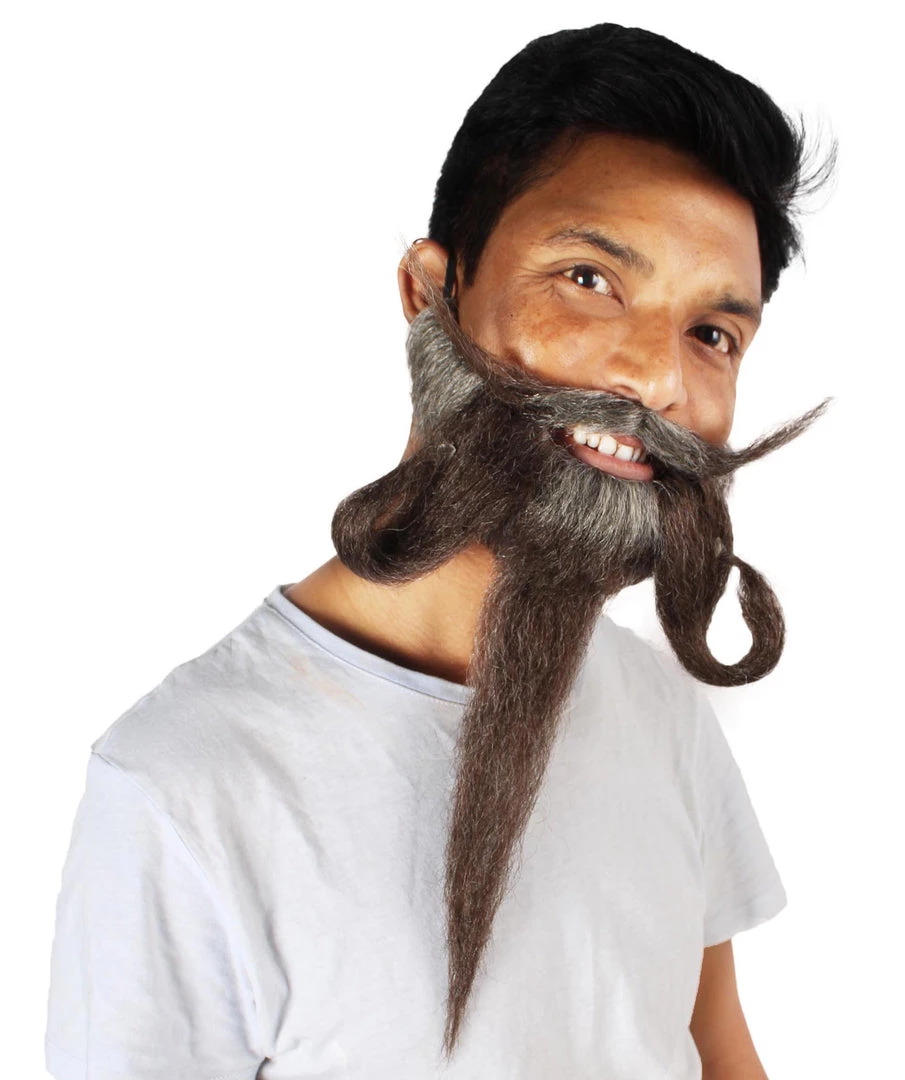 Men's Handlebar Human Hair Mustache | Brown Facial Hair | HPO