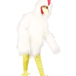 Men's HPO White Chicken Costume With Mask - Long Synthetic Fibers