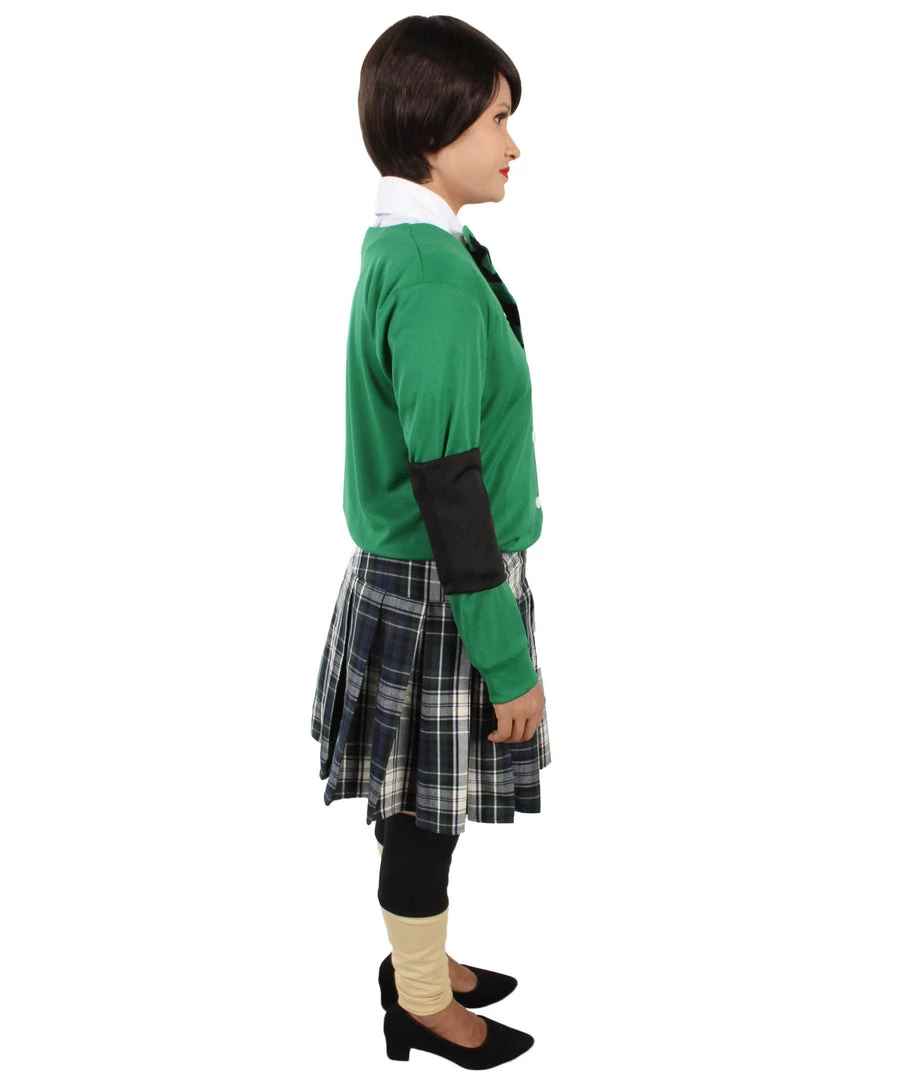 HPO Adult Women's Korean Zombie Bloodstain School Uniform & Green Sweater | Multiple Size Options