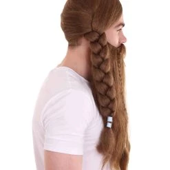 HPO Men's Mens Viking Wig & Beard Set | Brown Cosplay Halloween Wig | Premium Breathable Capless Cap