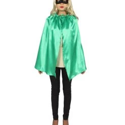 HPO Kids Child's Superhero Party Cape With Mask Set Costume | Green Cosplay Costume