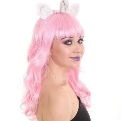HPO Womens Unicorn Princess Wig With Horn And Ears | Halloween Rave Wig | Premium Breathable Capless Cap