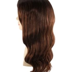 BC Women's Dark Brown Color Wavy Medium Length Trendy Earth Princess Wig