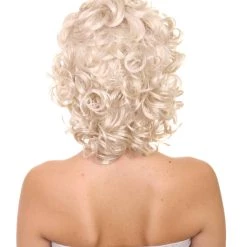 HPO TV Movie Womens Wig | Medium Blond Glamour Curly Wig | Premium Breathable Capless Cap Men's