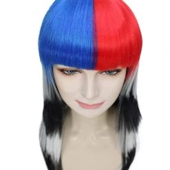 FLAGWIGS Women's South Korea Flag Sport Party Long Bob Wig | Premium Breathable Capless Cap