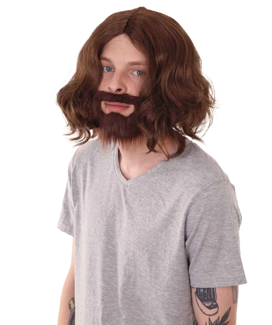 HPO Men's Medieval King Wig With Full Beard Set | Mens Cosplay Halloween Wig | Premium Breathable Capless Cap