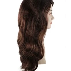 BC Women's Dark Brown Color Wavy Medium Length Trendy Earth Princess Wig