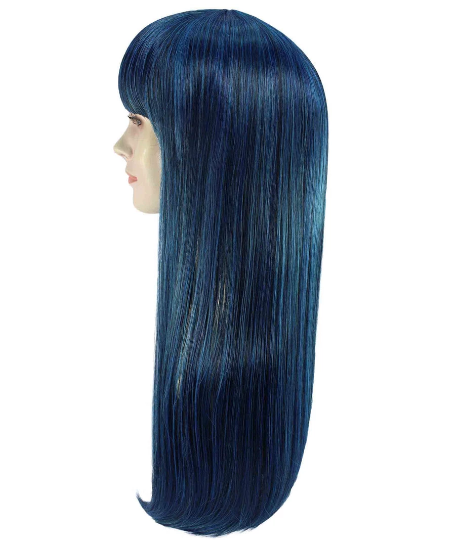 BC Adult Women's Dark Blue Color Straight Medium Length Trendy Wig